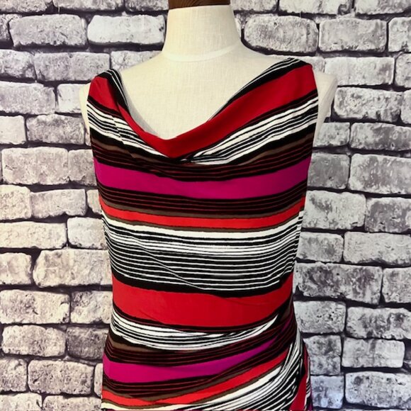 Anne Klein Multicolored Draped Neck Dress Size 10 - Picture 2 of 9